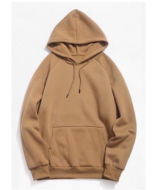 Áo hoodie trơn màu vàng bò  kèm nón Hot Trend