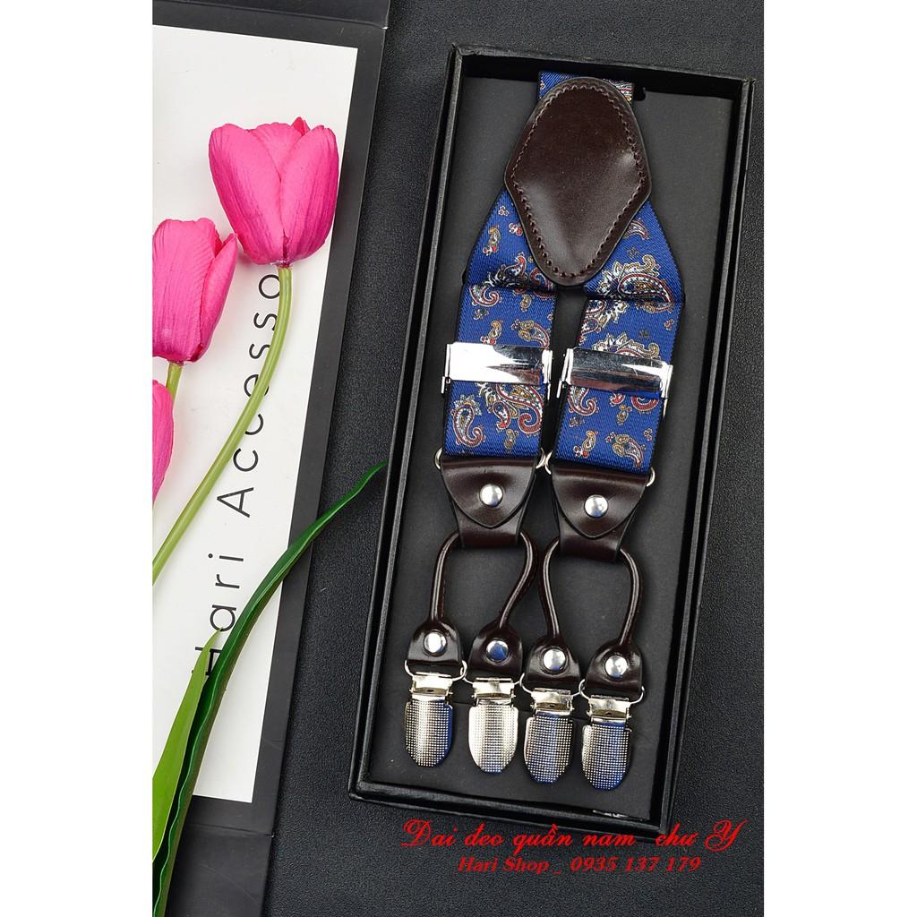 Đai Đeo Quần Nam Chữ Y Cao Cấp 6 Clip 3.5Cm Thun 4 Chiều