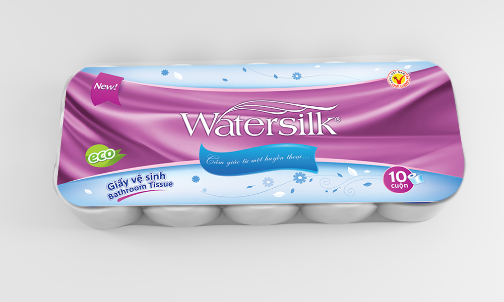 Giấy vệ sinh WATERSILK ECO 36M (R) Có Lõi 3 Lớp siêu dai mịn 1.5Kg - 100% Bột giấy nguyên sinh - Hàng chính hãng.