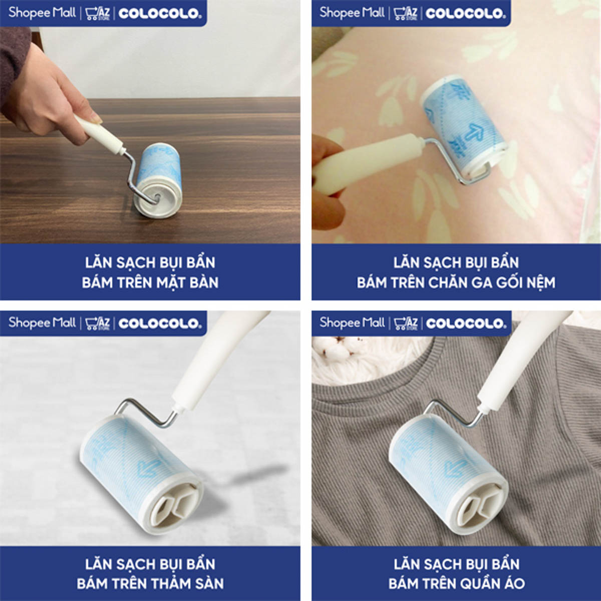 Lõi Cây Lăn Bụi Đa Bề Mặt Mini COLOCOLO - 2 Cuộn - Lõi Rộng 80mm x 50 Lớp - Hàng Chính Hãng - C2504