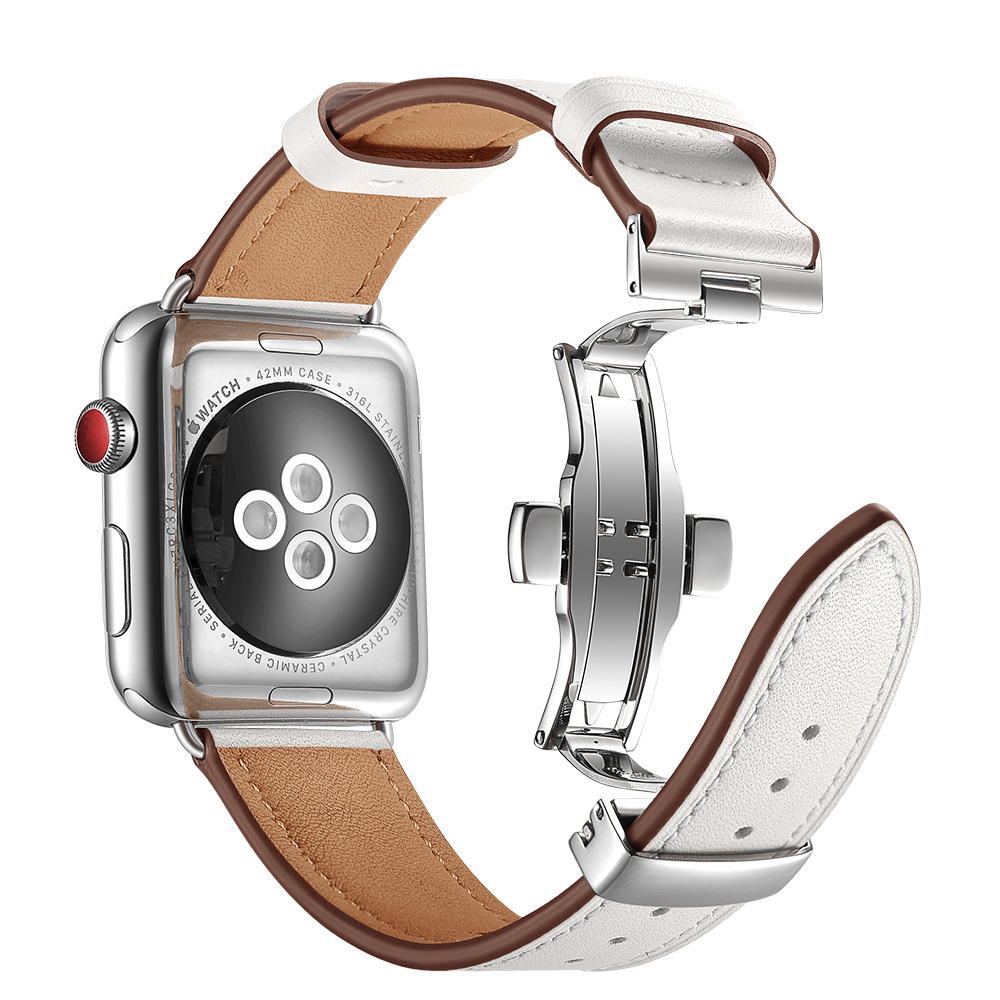 Dây Da Italia Khóa Bạc Chống Gãy Dành Cho Apple Watch 42/44mm