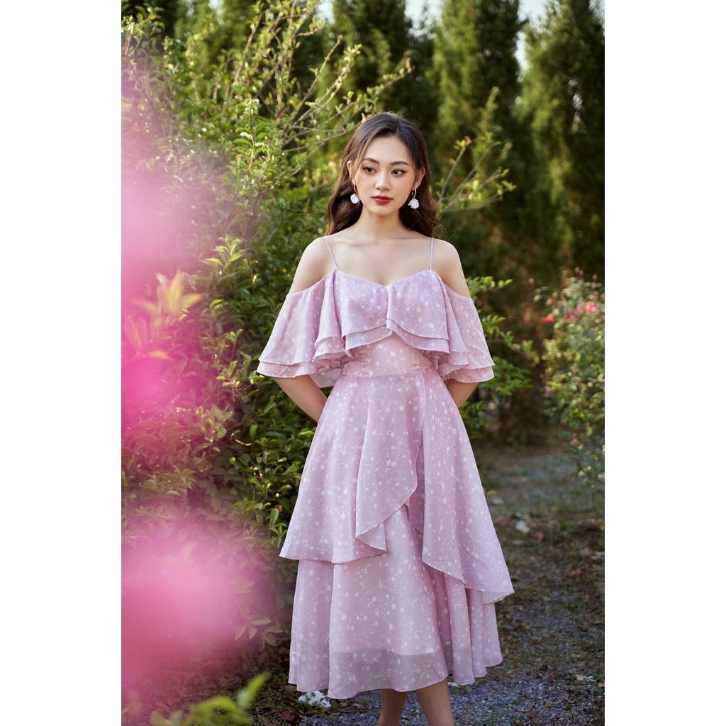 TIELA Đầm váy hoa nhí xoè chất tơ ánh - Lucia Dress