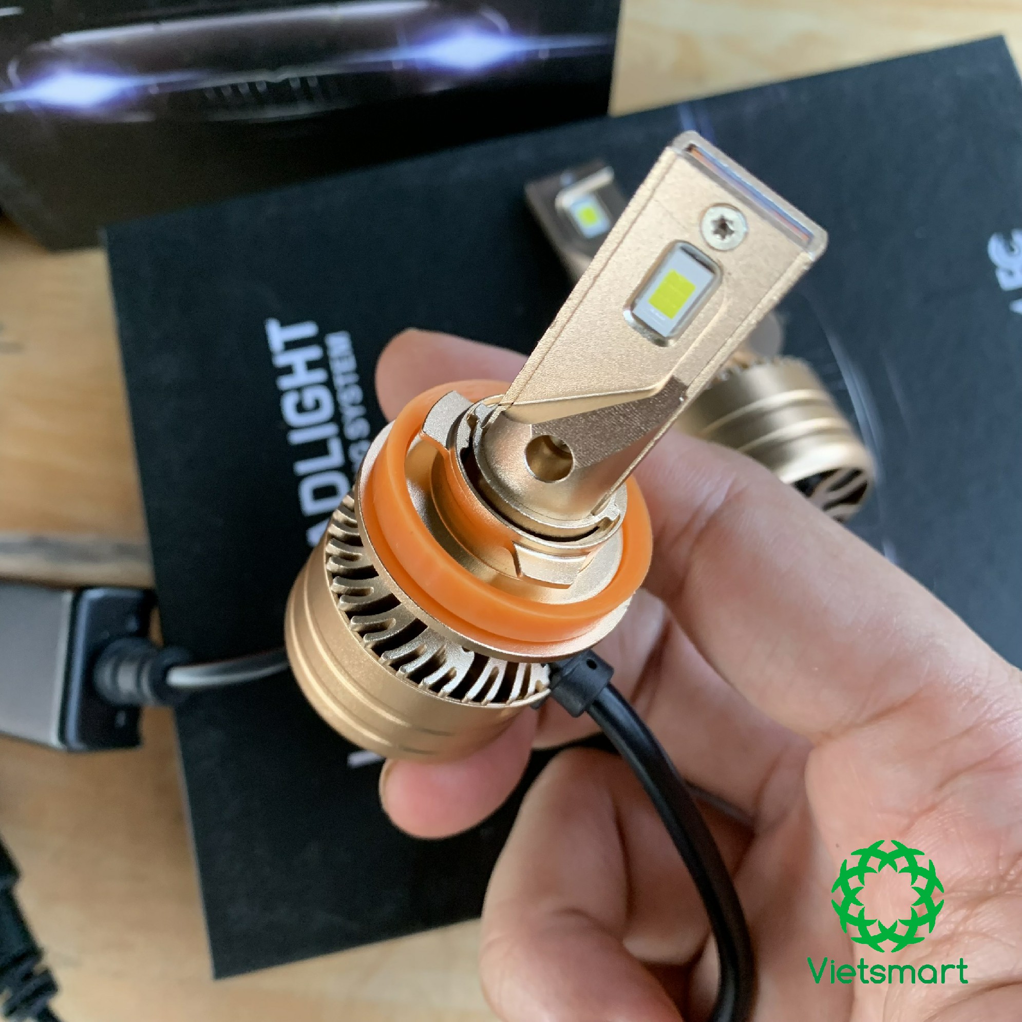 Đèn LED pha cos XM70 Gold 60W siêu sáng cho ô tô xe máy H1 H7 H8 H9 H11 HB3 9005 HB4 9006 H4