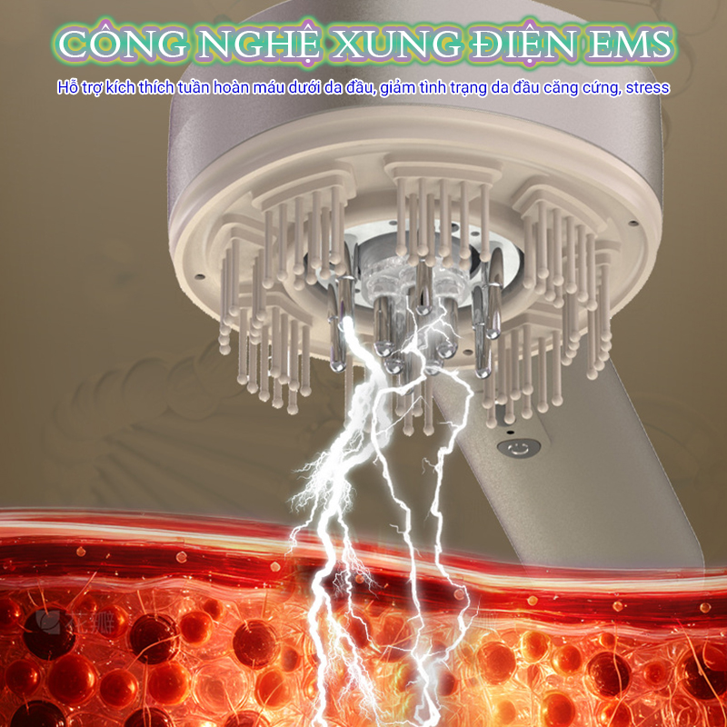 Lược massage đầu thư giãn Nikio NK-112 - Công nghệ EMS kết hợp hồng ngoại, chống nước