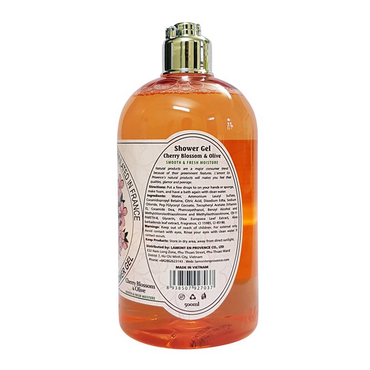 Combo Sữa Tắm L'amont En Provence Cherry Blossom Shower Gel Hương Hoa Anh Đào + Hoa Hồng
