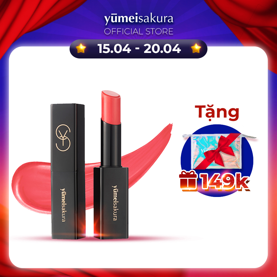 Son Siêu Dưỡng Khóa Màu Yumeisakura Hồng San Hô Collagen Boosting YMS04 3.5gr
