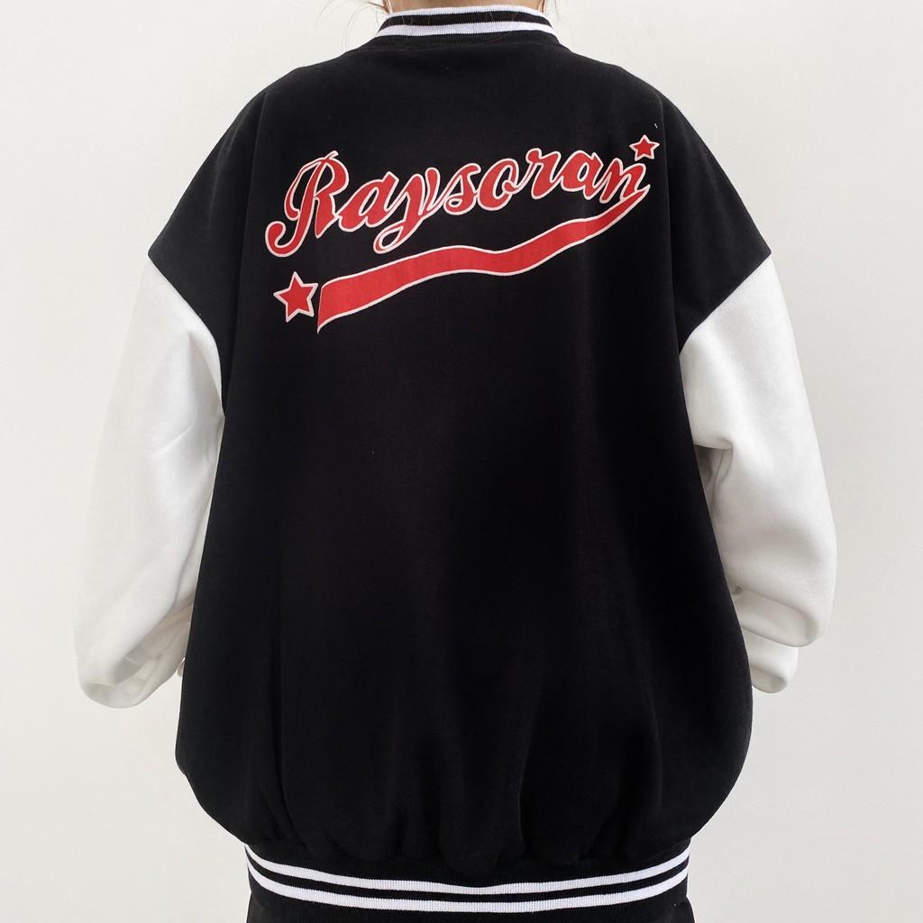 Áo Khoác Bomber R NQ30 Nỉ Bông Nam Nữ Form Rộng Nút Bấm Ullang Unisex