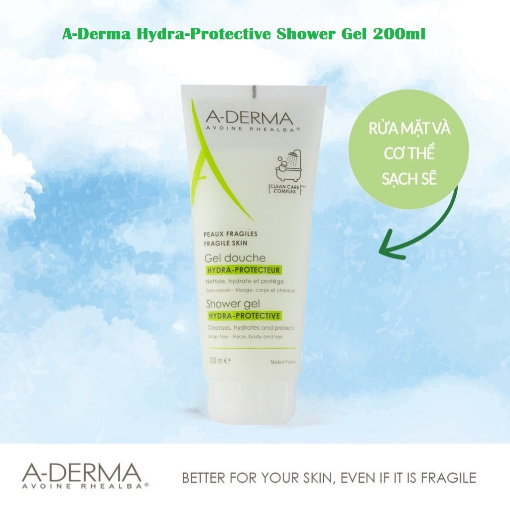 Sữa Tắm A-DERMA Dịu Nhẹ Cho Da 200ml Shower Gel Hydra-Protective