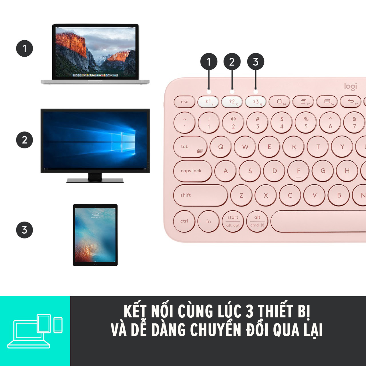 Bàn Phím Bluetooth Logitech K380 - Hàng Chính Hãng