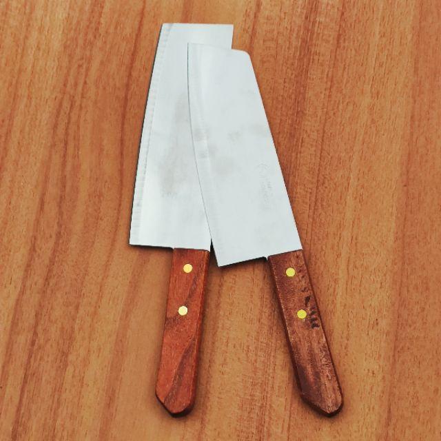 Bộ 2 dao cán gỗ inox dài 30cm kiểu dáng đẹp lưỡi gia công kĩ cao cấp