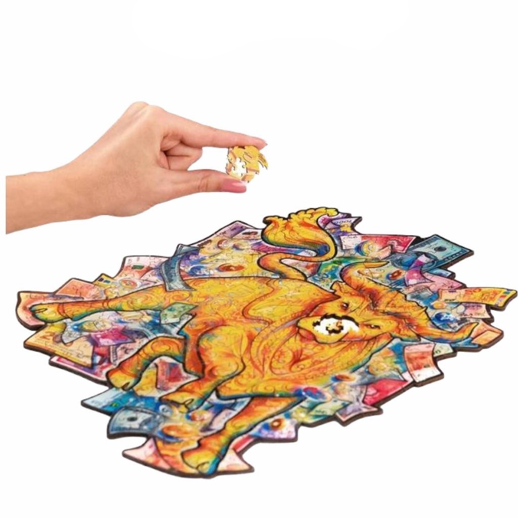 Bộ xếp hình gỗ đồ chơi puzzle ghép hình Con vật độc đáo- Con Trâu- TGP007