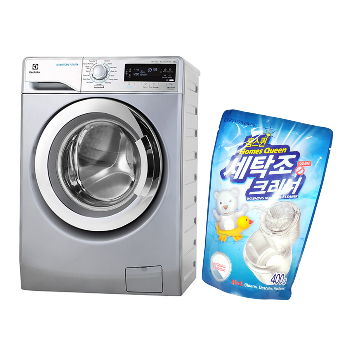 Bột tẩy vệ sinh lồng máy giặt loại trừ vi khuẩn, nấm mùi hôi hiệu quả Homes Queen 400gram (cho máy lồng ngang &amp; đứng)