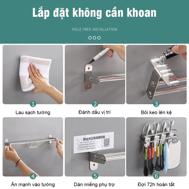 Giá Kệ Treo Cài Dao Thớt Kéo Nhà Bếp Chất Liệu SUS304 Chống Han Gỉ Tiện Ích Không Gian