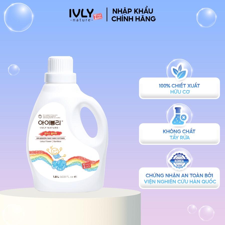 Nước giặt cho bé hữu cơ Hàn Quốc IVLY NATURE hương hoa sen an toàn cho làn da dung tích 1800ml ivly003