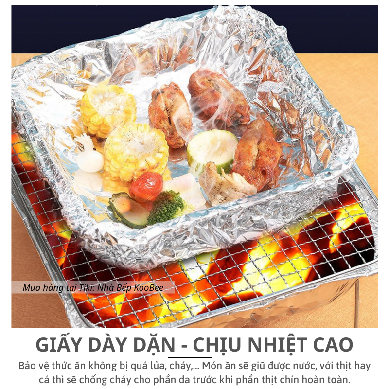 Cuộn giấy bạc nướng nhôm 10 mét KAULUS bọc thực phẩm dùng cho nồi chiên không dầu, lò nướng