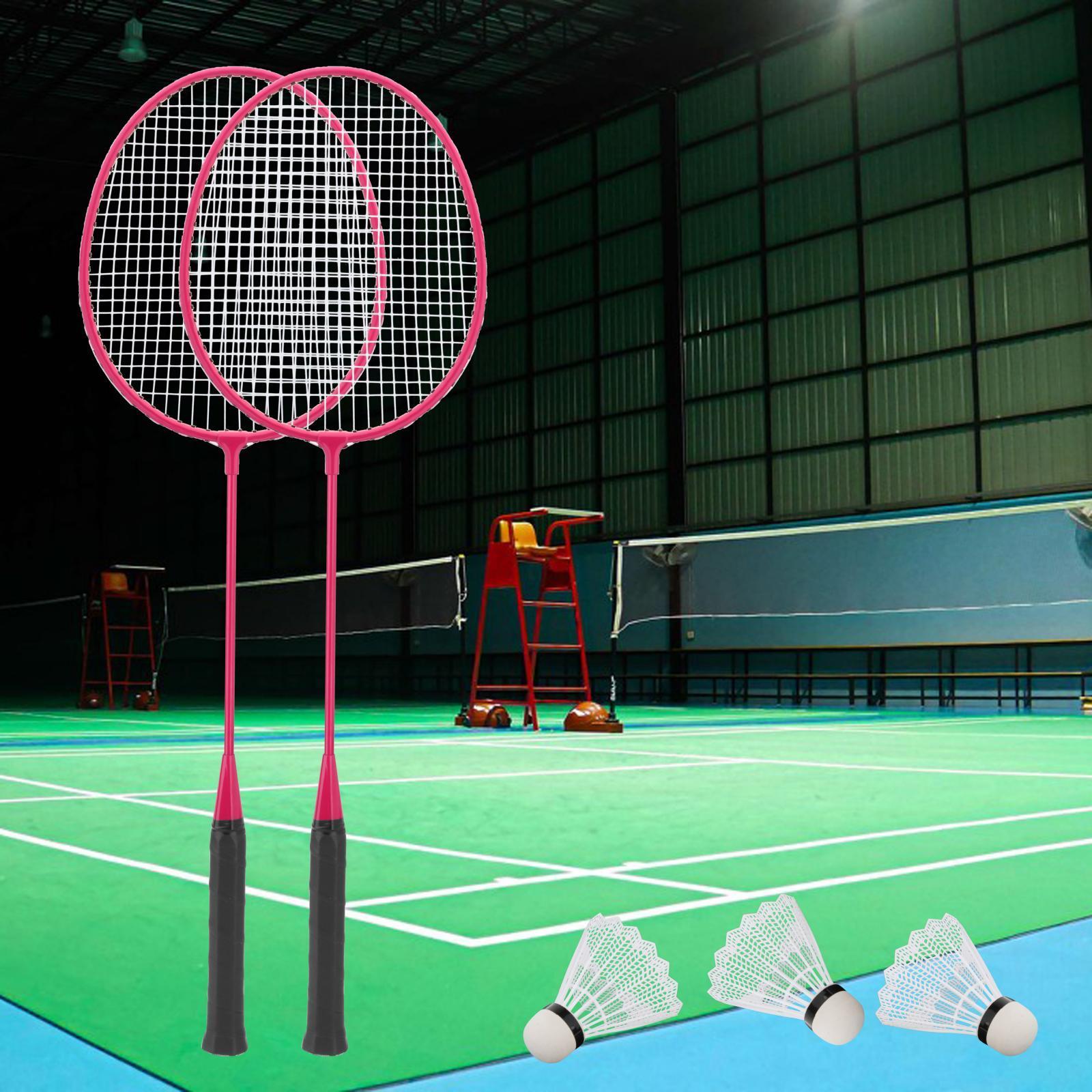 2Pcs Badminton Rackets with 3 Nylon Balls Family Training Badminton Racquets