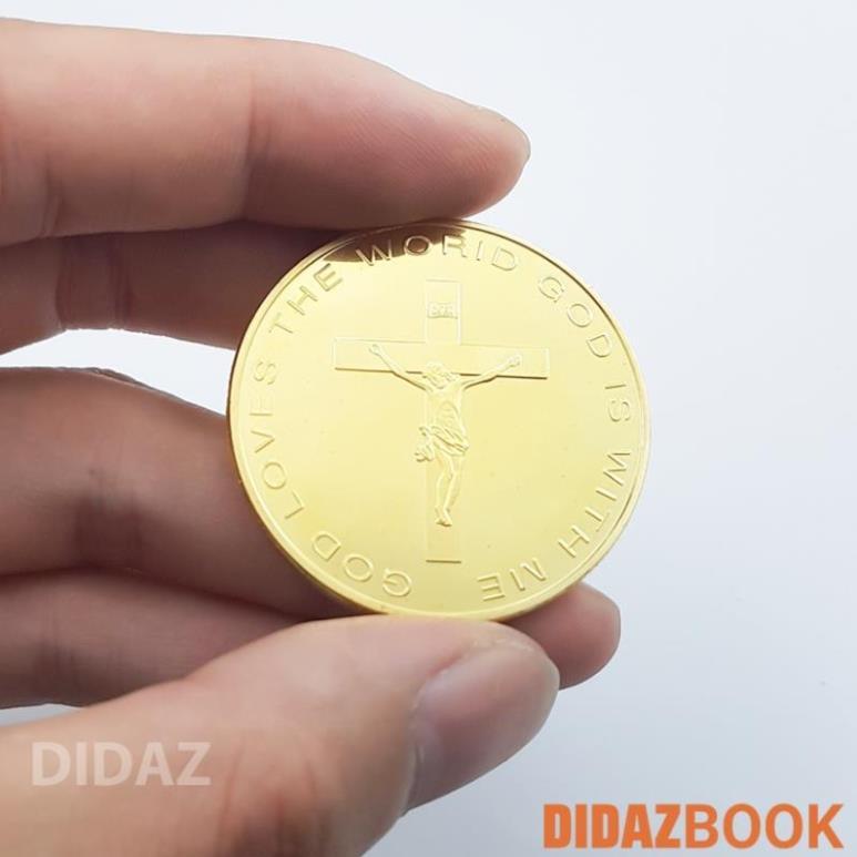 Đồng xu Chúa Jesus kỉ niệm, trưng bày, để ví, tặng người thân, cầu bình an