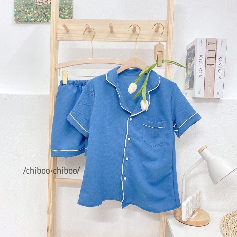 Bộ đồ ngủ Pijama vải thô quần đùi côc tay trơn siêu xinh