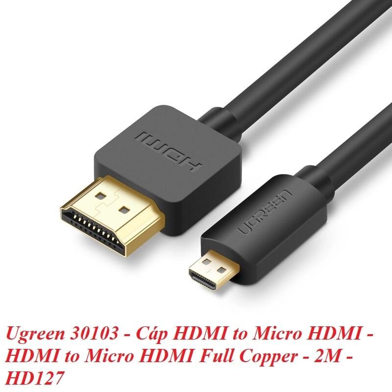Hình ảnh Ugreen UG30103HD127TK 2M màu Đen Cáp chuyển đổi Micro HDMI sang HDMI thuần đồng - HÀNG CHÍNH HÃNG