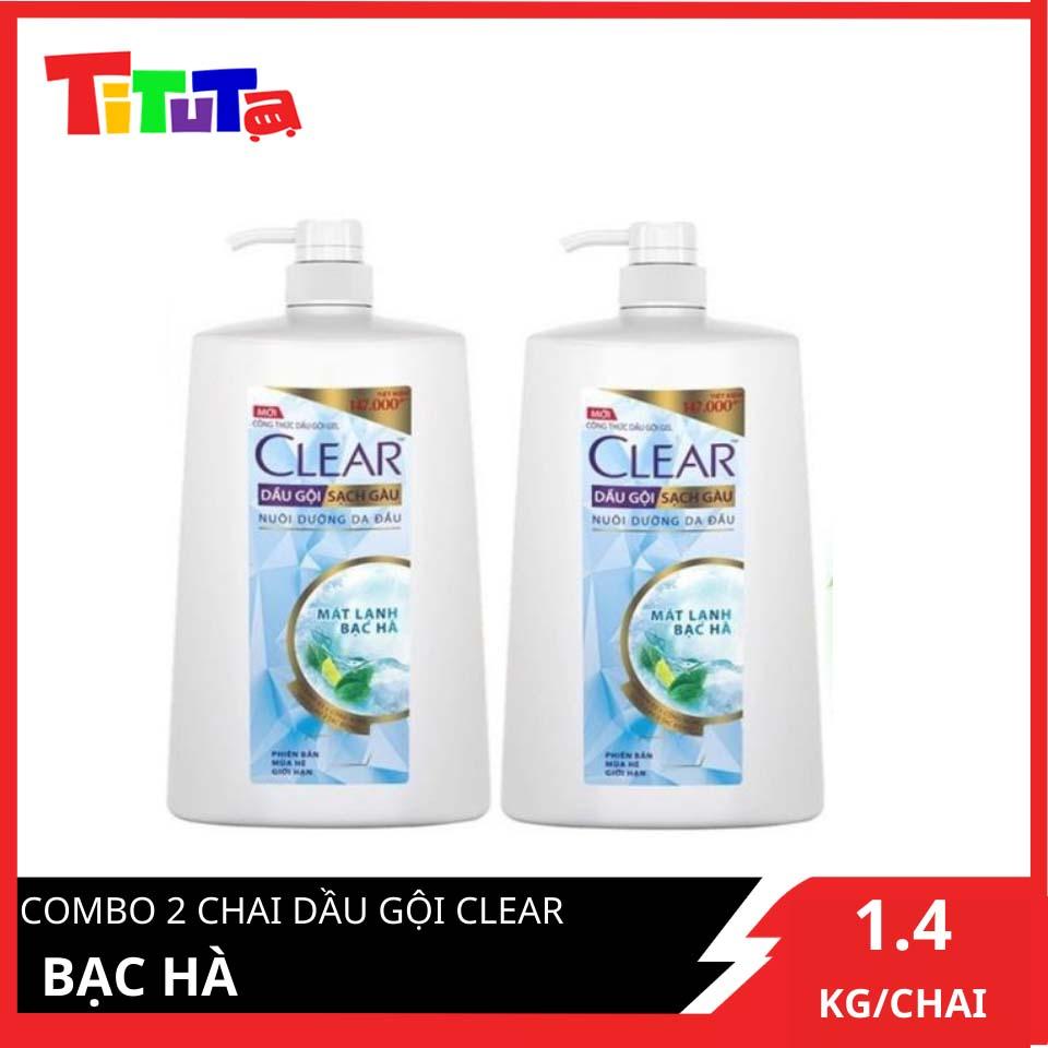 Combo 02 Dầu Gội Hỗ Trợ Trị Gàu Clear Mát Lạnh Bạc Hà