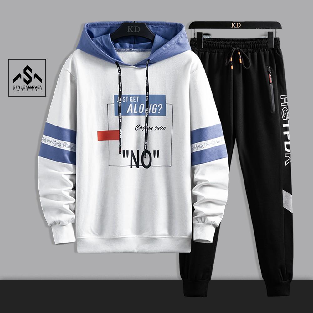 Bộ quần áo nỉ thể thao unisex Hoodie ALONG in cách điệu phối quần Jogger bo ống năng động SET NAM 90000169