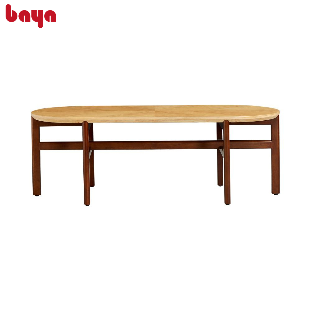 Bàn Cà Phê BAYA CONNEMARA Phong Cách Art Deco Ấn Tượng, Mặt Bàn Phủ Veneer Gỗ Sồi Với Vân Gỗ Đối Xứng Và Đường Bo Cạnh, Kiểu Dáng Chân Bàn Hiện Đại 1096538