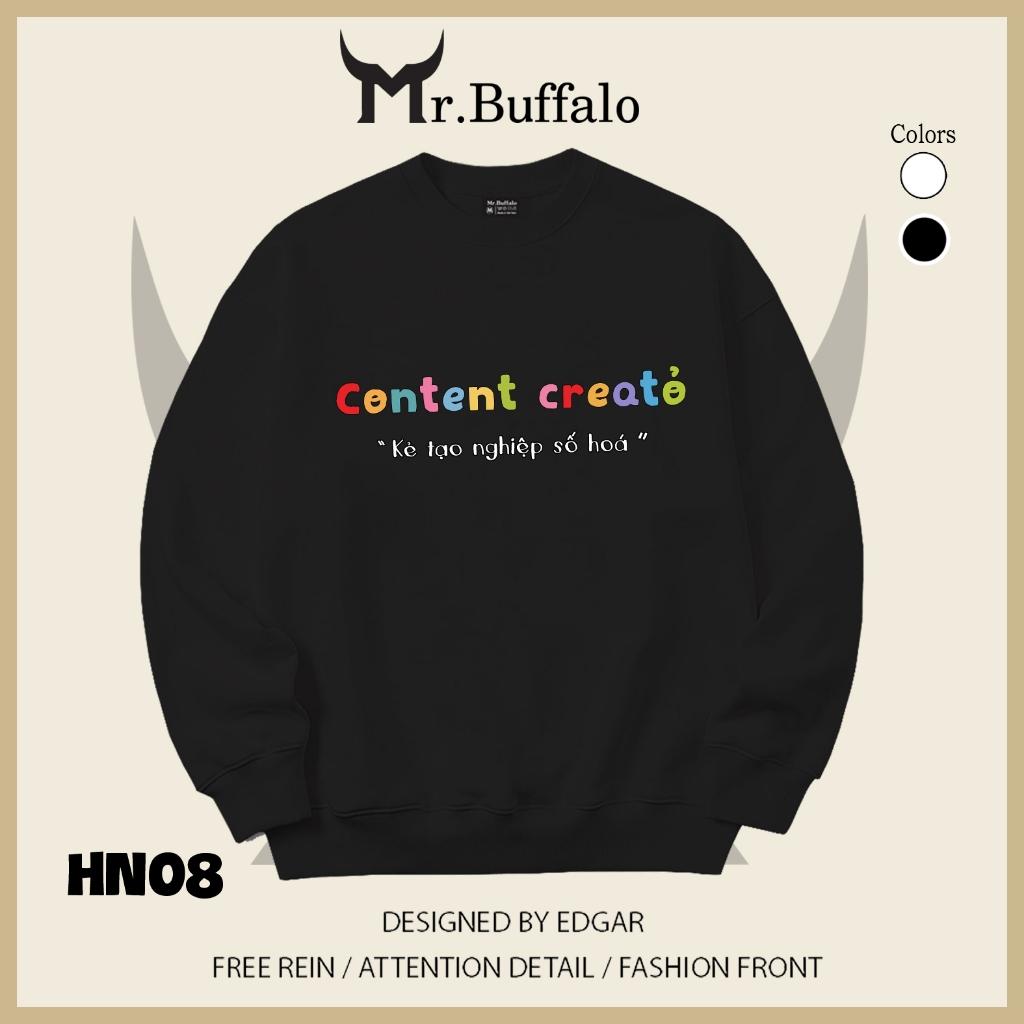 Áo sweater thu đông form rộng in hình hài hước "Photgrapher" Mr.buffalo - [HN10] Áo Trắng