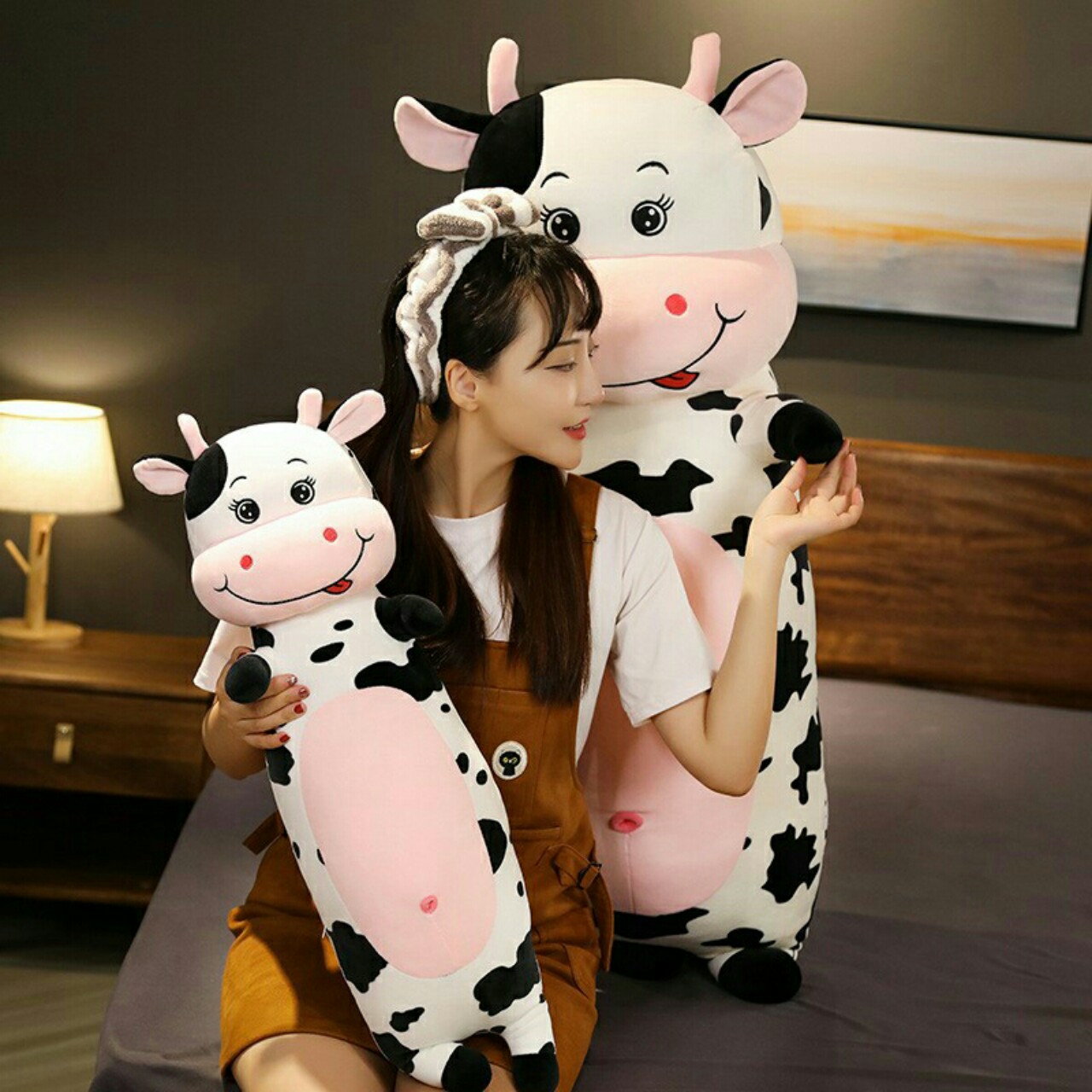 Gấu Bông Bò Sữa Size Bự Nhồi Bông Êm Mịn Dễ Thương