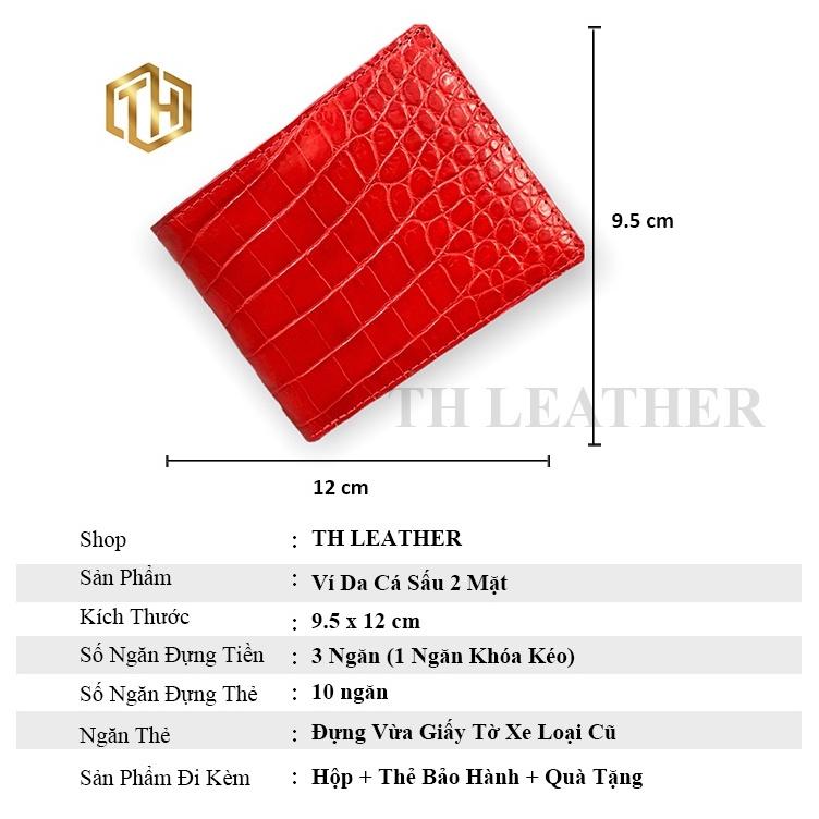 Ví Da Cá Sấu Cao Cấp 2 Mặt, Bóp Nam Da Cá Sấu Thật, Màu Đỏ Siêu Mềm, Dáng Ngang - BH 24 Tháng