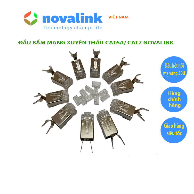 Đầu bấm mạng xuyên thấu cat6A/ cat7 Novalink CC-01-00195 - Hàng chính hãng, Full thuế VAT, COCQ