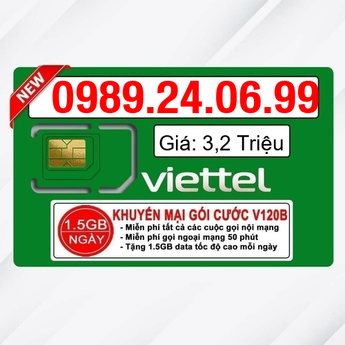 Sim Viettel số đẹp - Hàng chính hãng - 0989.24.06.99