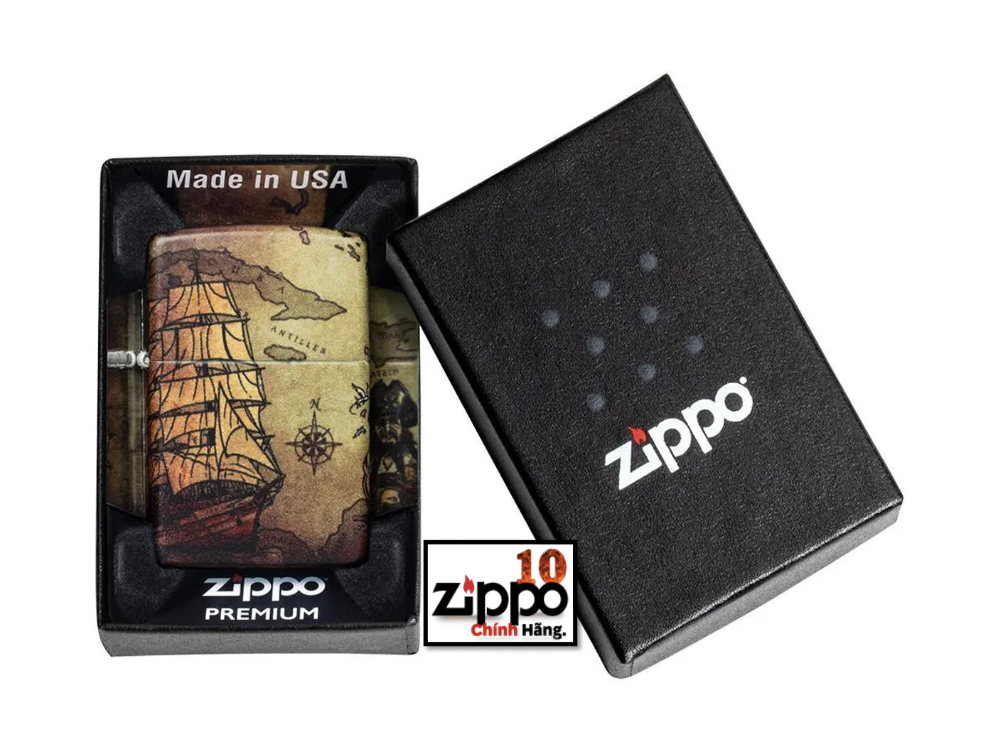 Bật lửa Zippo 49355 Zippo Pirate Ship Design - Chính hãng 100%