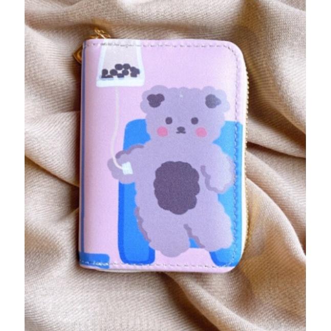 Ví Da Mini Cầm Tay 10 Ngăn Họa Tiết Chú Gấu 9 Mẫu Trà Sữa Ngộ Nghĩnh Bóp Nữ Da PU Cute Hot Trend