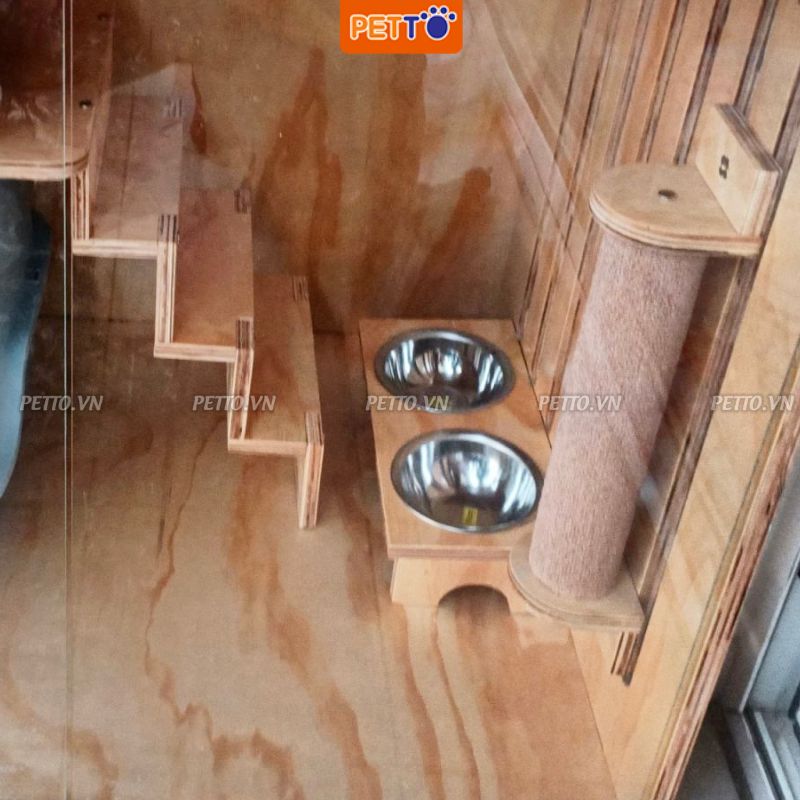 Tủ nuôi mèo khách sạn cho mèo bằng gỗ khách sạn cho mèo SANG TRỌNG vui chơi, leo trèo sản xuất tận xưởng CC002_2