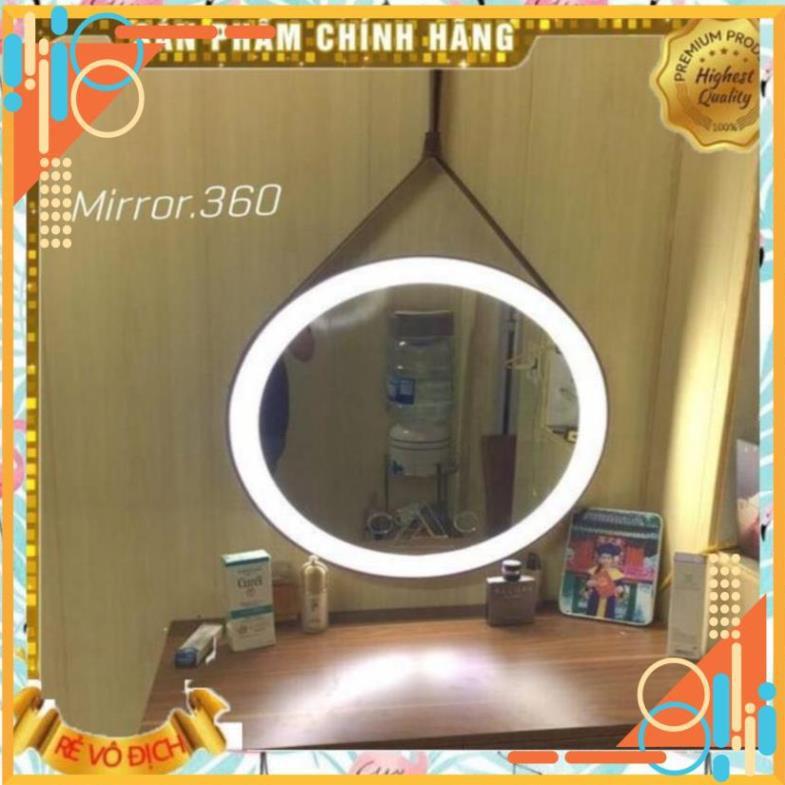 GƯƠNG TRÒN ĐÈN LED VIỀN DA (size 60cm) - Bảo hành mặt gương TRỌN ĐỜI - Gia Dụng Lam Anh