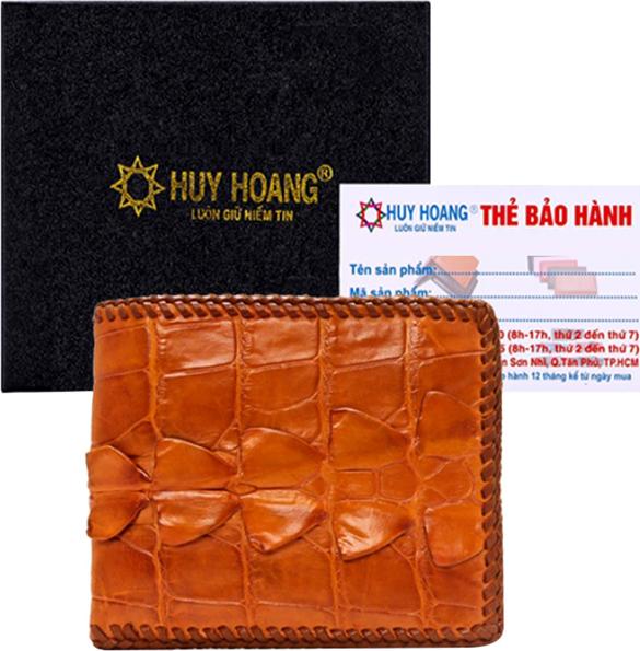 Ví Nam Da Cá Sấu Đan Viền Gai Huy Hoàng HT2224 - Vàng
