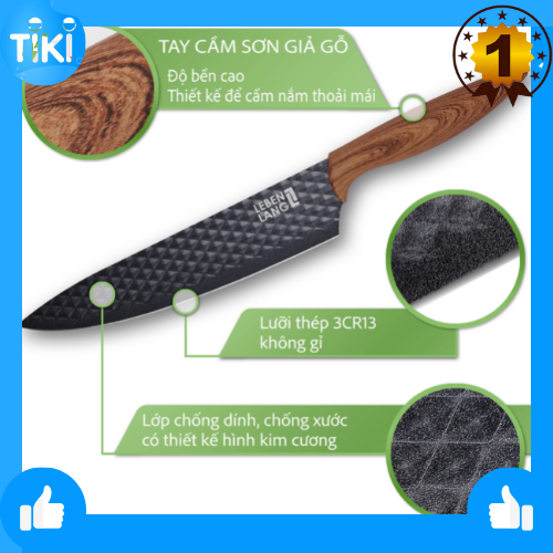 Bộ dao nhà bếp 5 món LEBENLANG của Đức làm từ thép không gỉ, hộp đựng sang trọng gồm 3 dao, 1 kéo, 1 gọt vỏ rau củ chống gỉ sét, chống ăn mòn, chống dính, tay cầm chống trơn trượt
