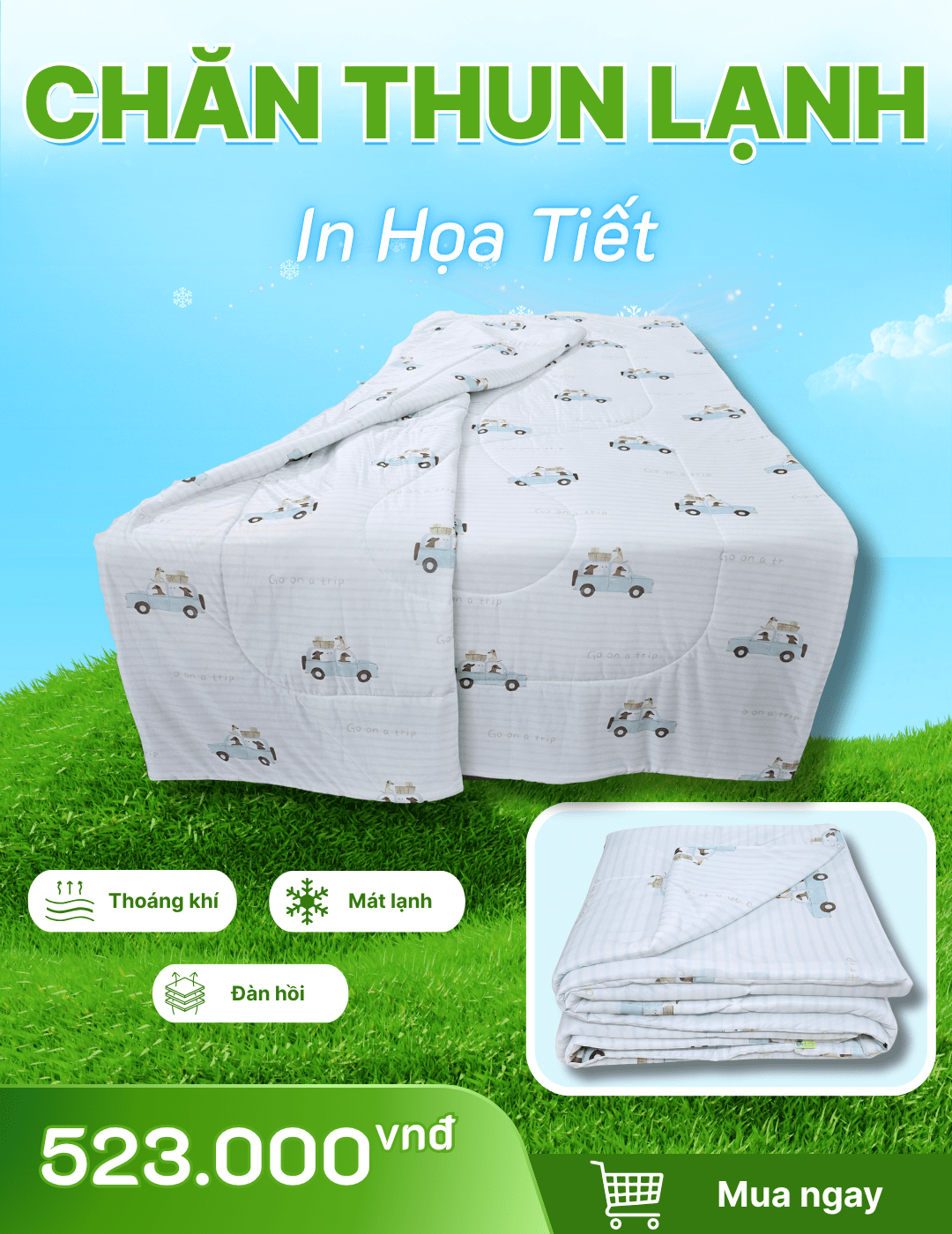 Chăn chần Thun Lạnh 180x200 in Họa Tiết