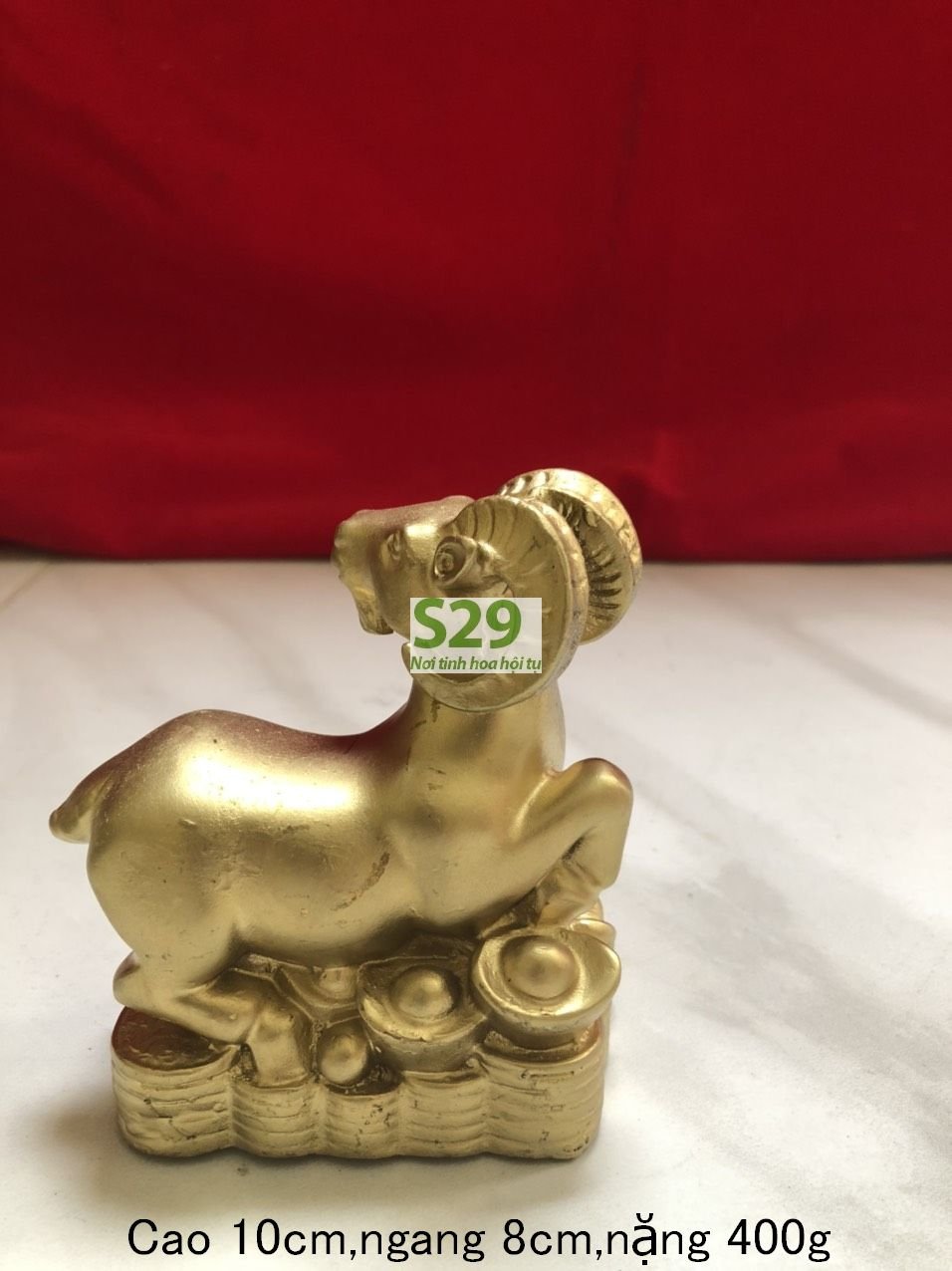 Dê Nằm Trên Tiền Giáp Ngọc,Bằng Đồng Cao Cấp Vật Phẩm Phong Thủy Cao 10cm