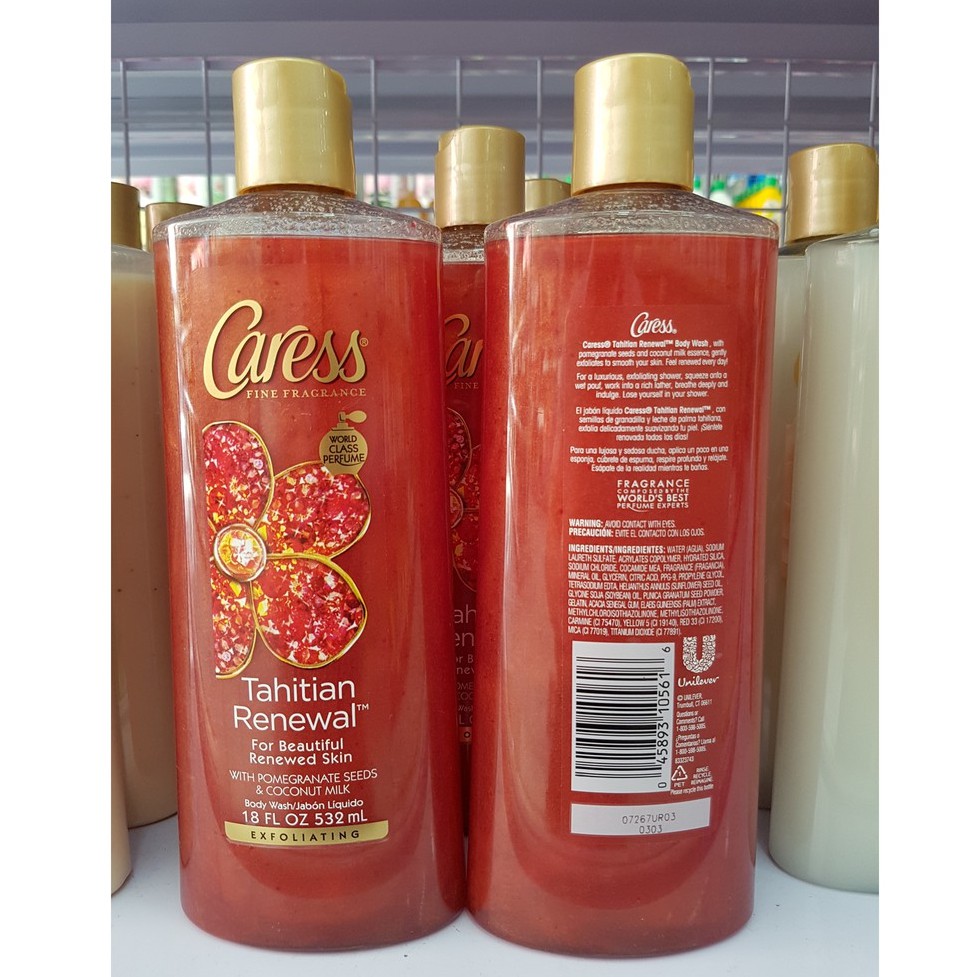 Sữa Tắm Hương Nước Hoa Caress Tahitian Renewal Body Wash 532ml màu đỏ sẫm