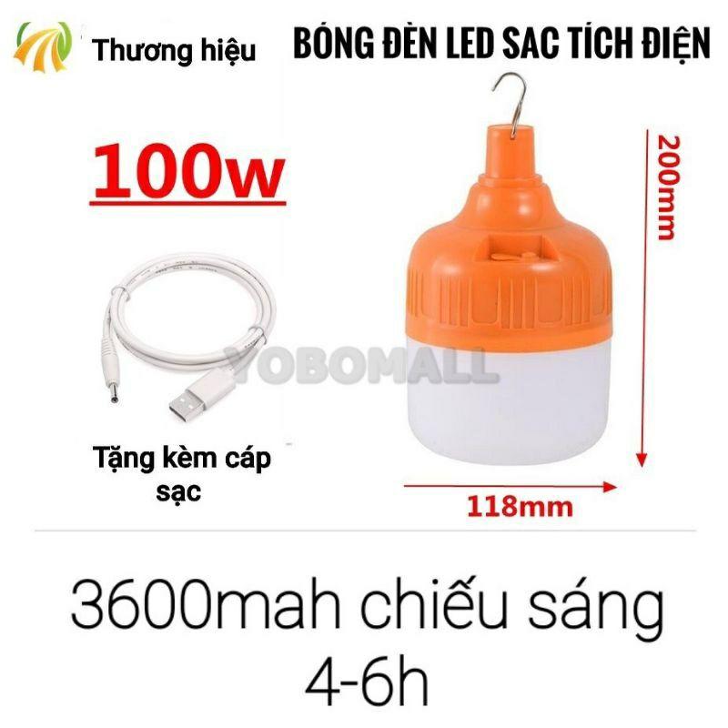 Bóng đèn led tích điện có móc treo sạc usb 150w