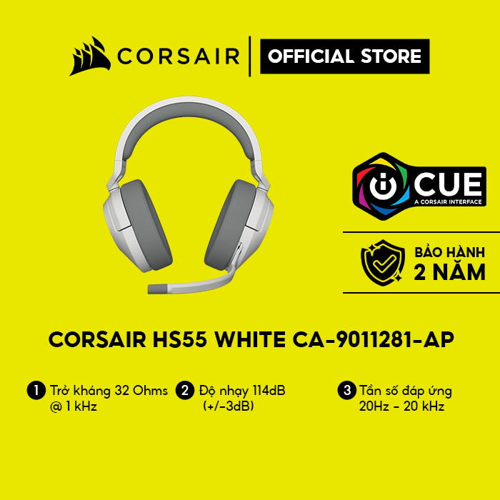 Tai nghe không dây Corsair HS55 White/CA-9011281-AP Hàng chính hãng