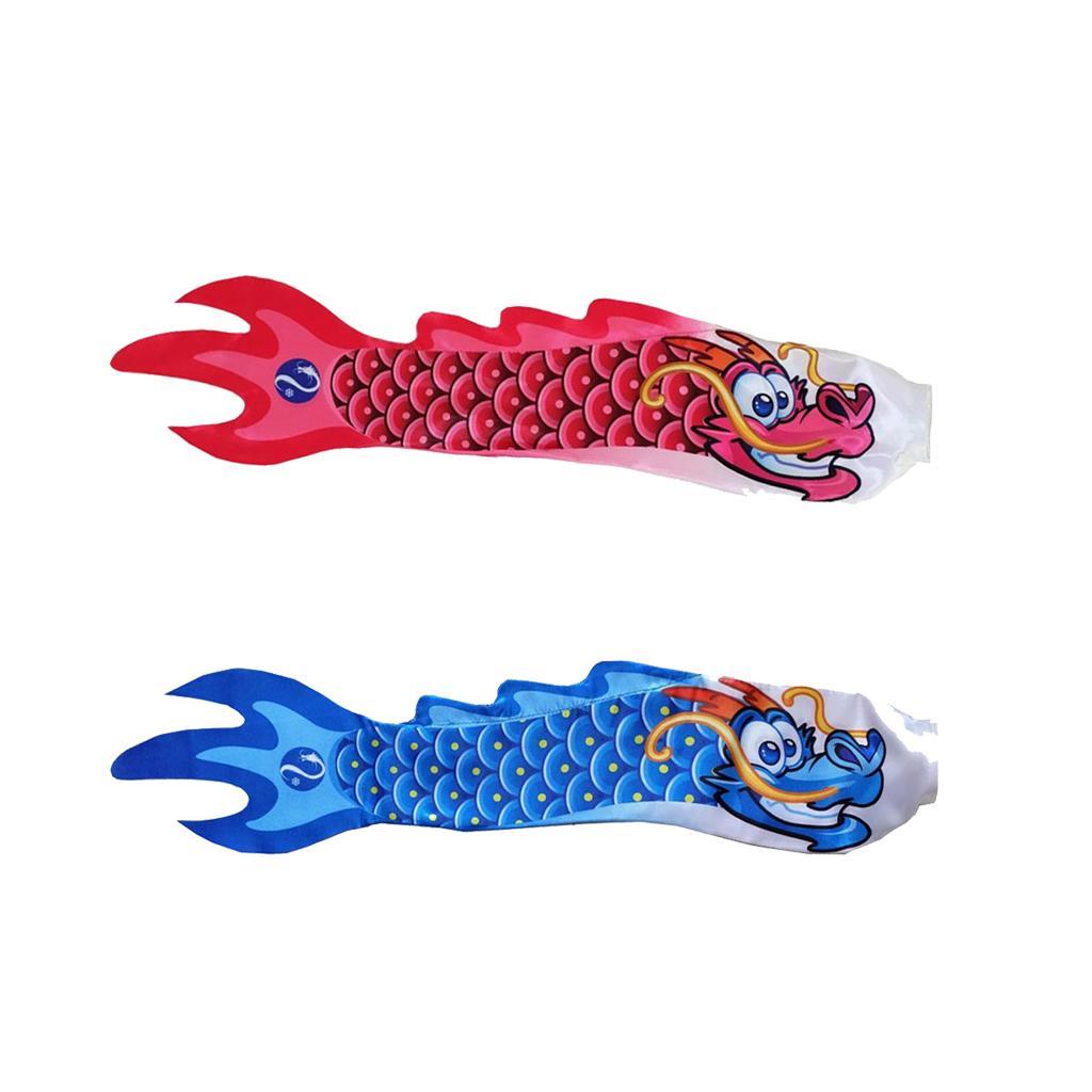 2Pcs Chinese Dragon Flag Outdoor Windsock Hanging Streamer Windmill ,