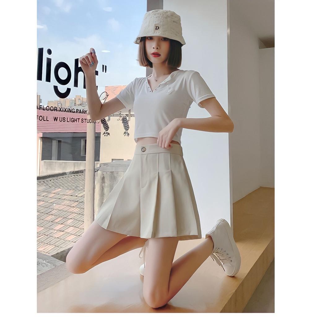Quần Short Xếp Ly Nữ Cạp Cao Ống Rộng Tuyết Mưa