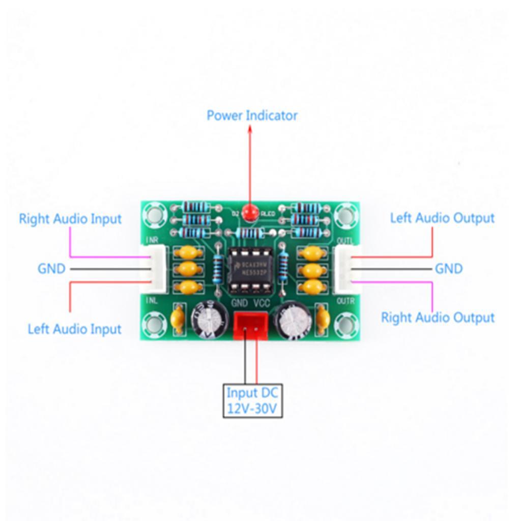 4pcs NE5532 OP AMP Preamp Preamplifier Module 2 Channels  Board Audio