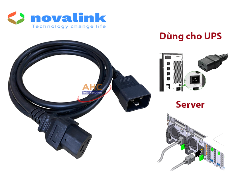 Dây nguồn C20 C21 chuẩn IEC 15A 250V | Dây nguồn UPS, Server lõi đồng 3x2.08mm² – Novalink NV-56009A - Hàng chính hãng