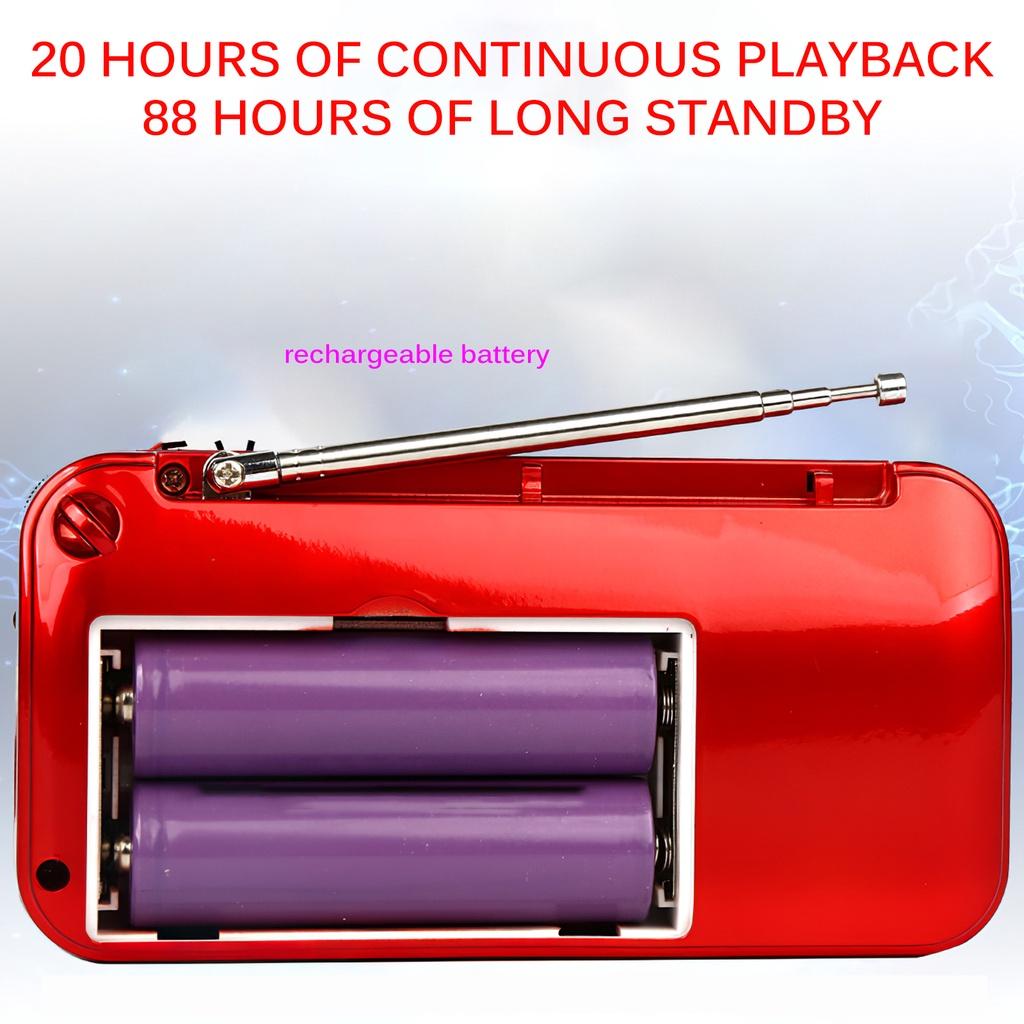 Portable Radio Player Black and Red Color Audio Player FM Digital Player 4000mAh USB Rechargeable Broadcast ELEN