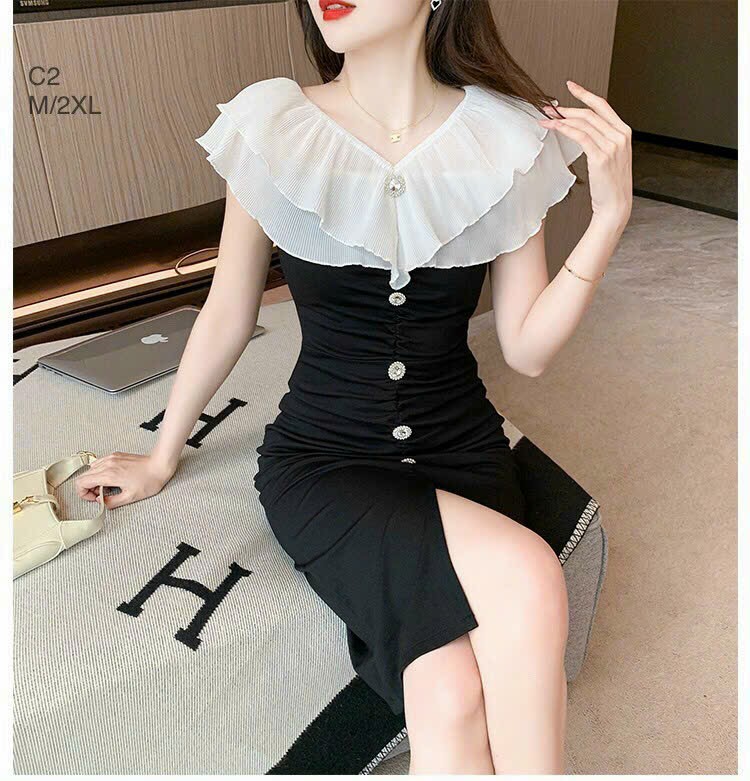 ĐẦM BODY THUN PHỐI NÚT SIÊU ĐẸP
