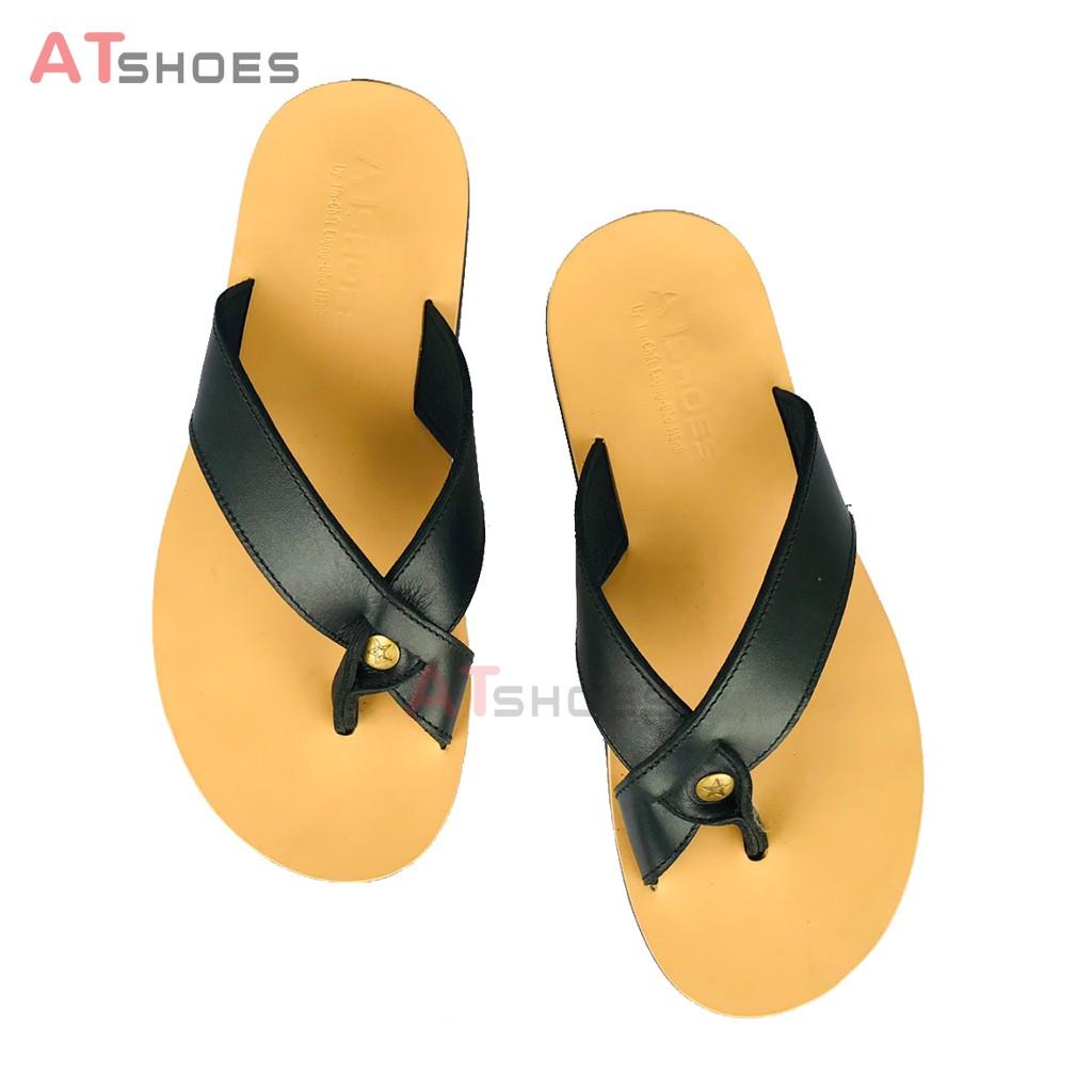 Dép Sandal Xỏ Ngón Dép Quai Chéo Da Bò Thật Không Thấm Nước Phù Hợp Mọi Lứa Tuổi XDXN22 (Đen - Nâu