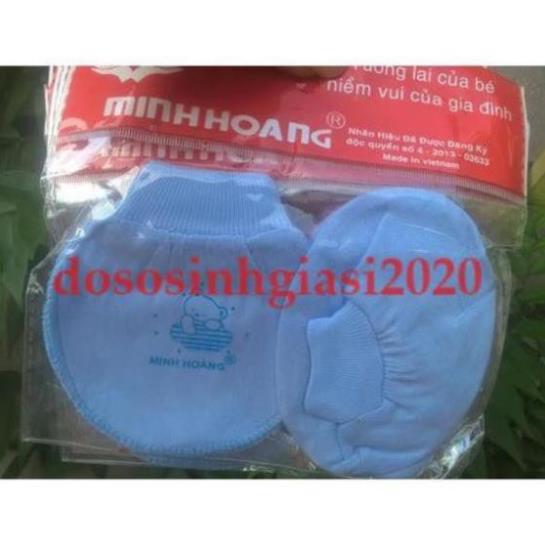 Bao tay chân cho bé-Set 5 đôi bao tay chân Màu bo MH cho bé sơ sinh